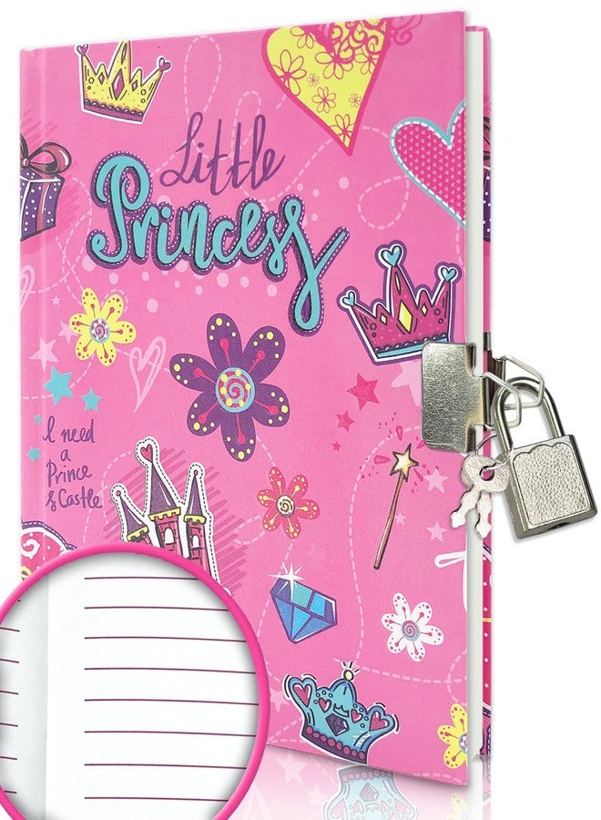 GINMLYDA Girls Diary with Lock for Kids, 7x5.25 Inches 160 Lined Pages Secret Pink Princess Notebook for Girls Journal with Lock for Kids Pre School Writing Drawing Cute Girls Gifts for Birthday - Image 1